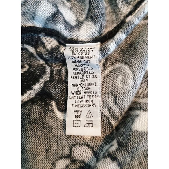 Bob Mackie Wearable Art Cotton Blend Black White Print Full Zip Sweater 1X - Picture 4 of 4